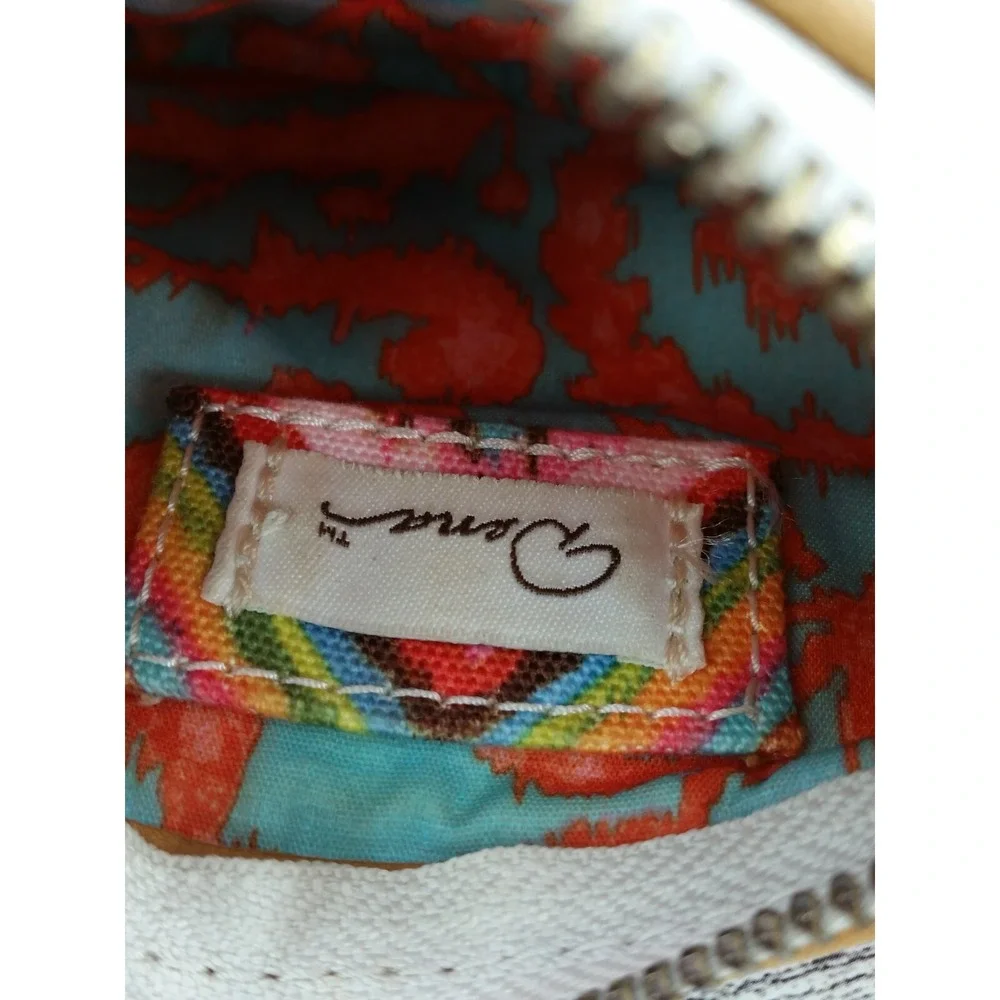 Dena Canvas Chevron Striped Aztec‎ Pink Orange Teal Tassel Pouch Bag Wristlet